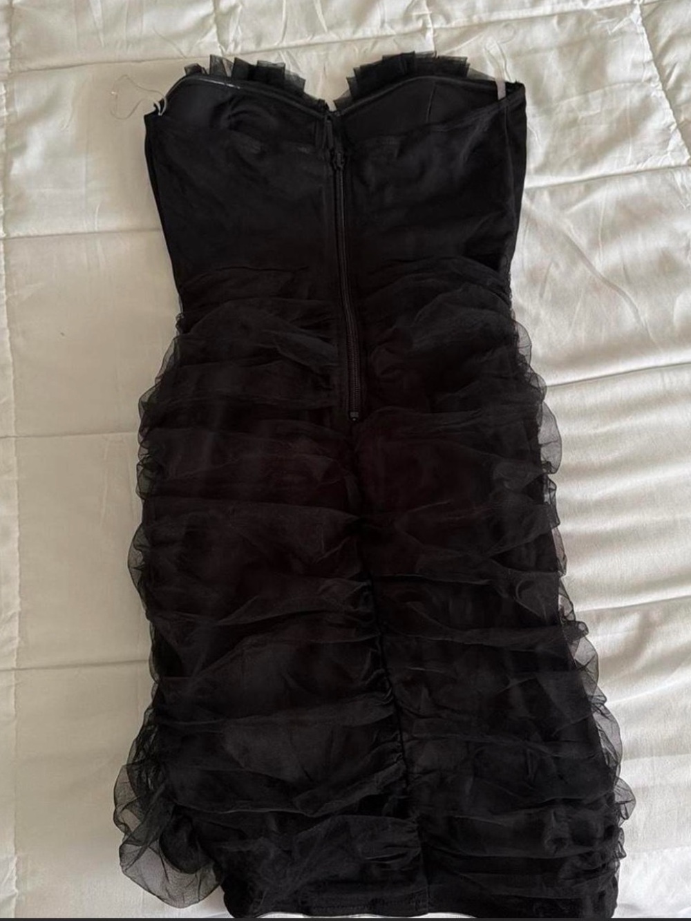 Black Ruffle Mesh Cocktail Dress - Picture 2 of 3